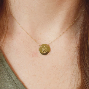 Round Gold Disc Breastfeeding Necklace on Model